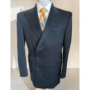 Coppley Double Breasted 100% Cashmere Black Blazer Sport Coat Jacket Bespoke 40R
